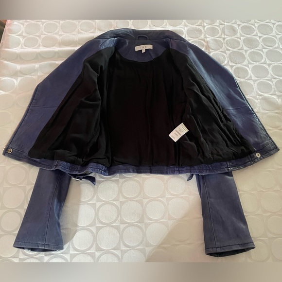 IRO ASHVILLE Cobalt Blue Lamb Leather Biker Moro Jacket zippers & buckles Sz 34 - Picture 8 of 12